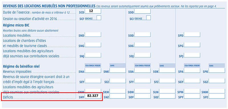 Feuille impôt réel investissement immobilier locatif